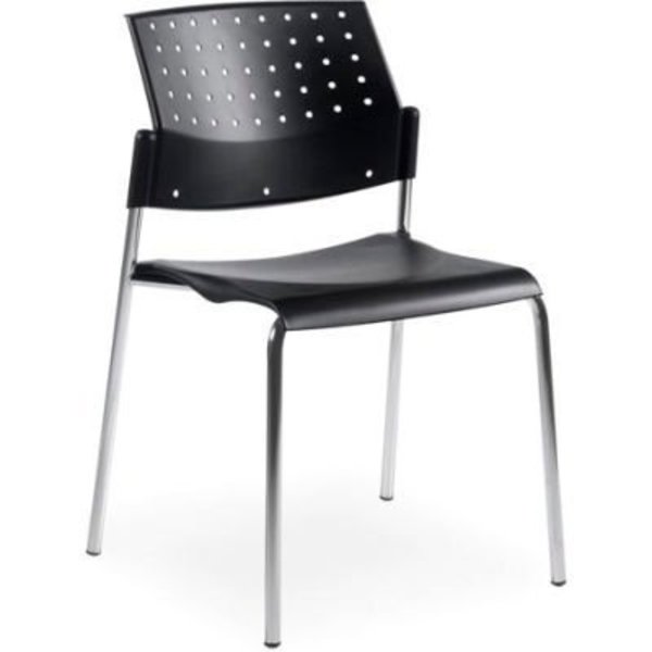 Gec Global„¢ Armless Stacking Chair - Plastic - Black - Sonic Series 6508CH-BK/BK